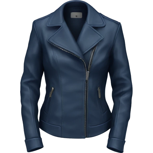  Realistic open front Navy blue leather fashion jacket isolated.  emoji