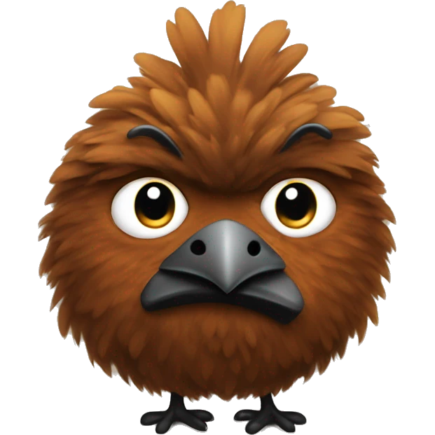 One brown fluffy ninja chicken with black eyes emoji