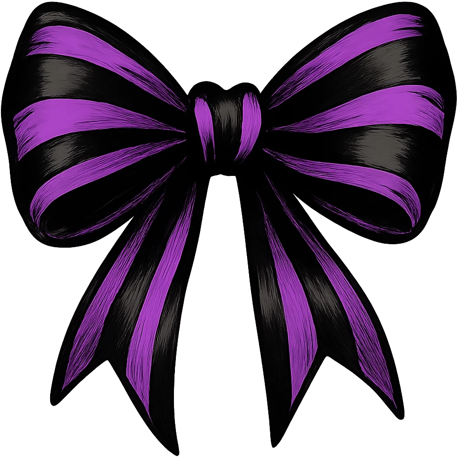 emo bow, black and purple, expressive and stylish emoji