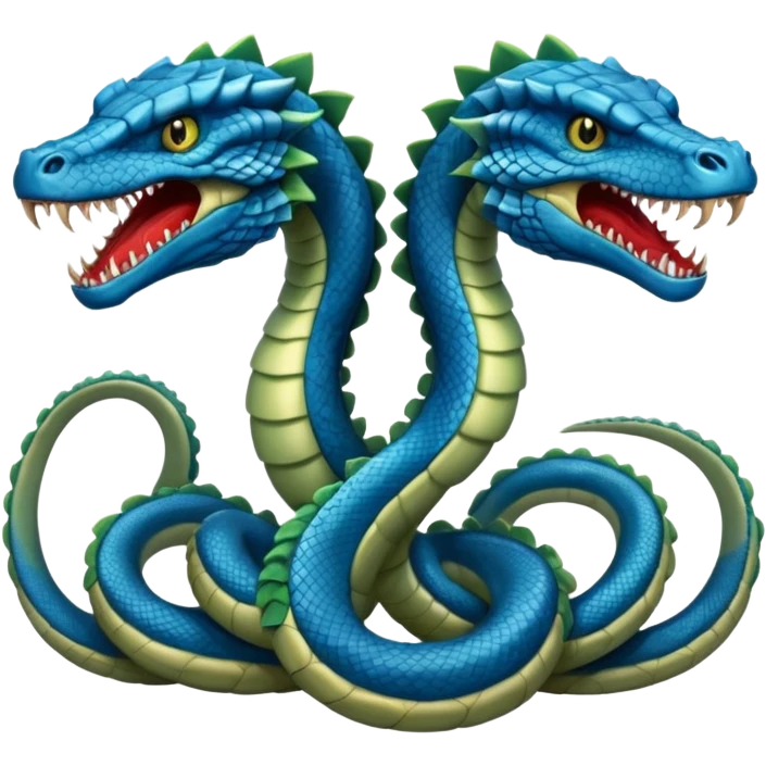 blue hydra, strong reptilian body with multiple serpent-like heads rising from its neck emoji