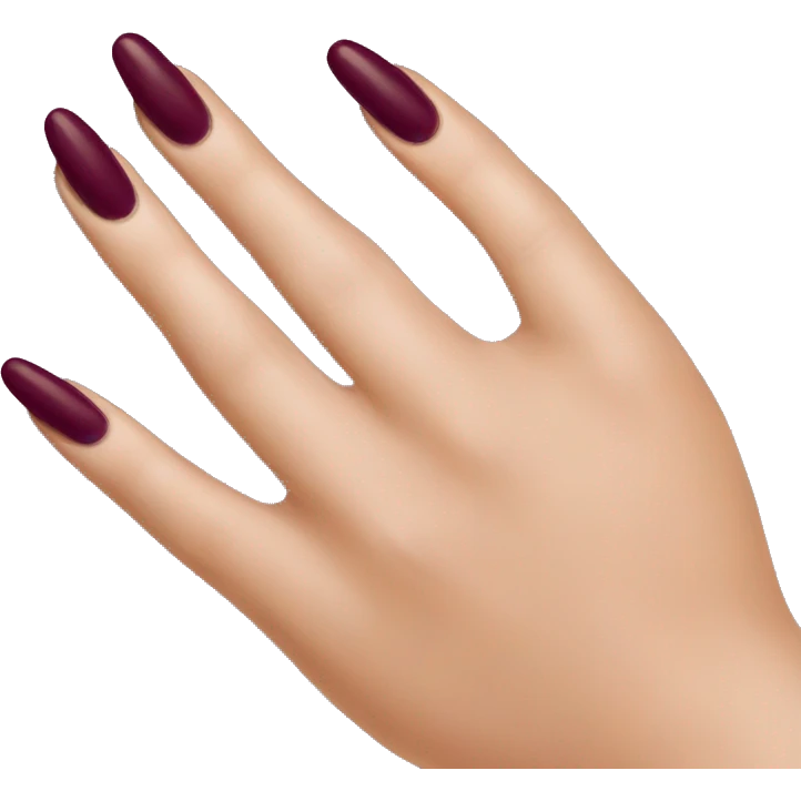 realistic hand paints nails in burgundy varnish emoji