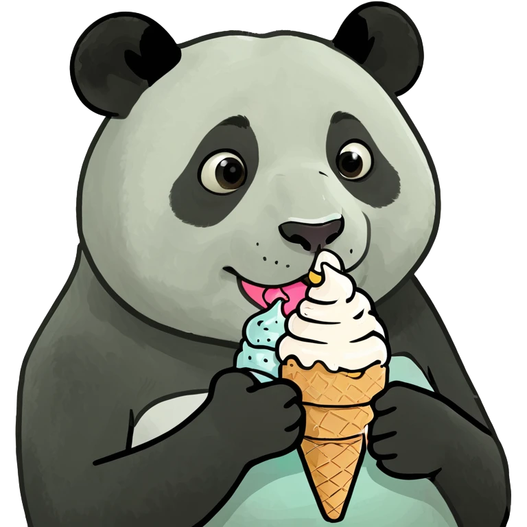 Panda eating ice cream emoji