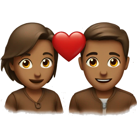 Brown heart with a couple emoji