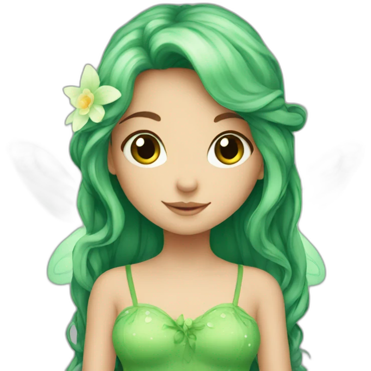 Cute fairy with long brown hair green eyes emoji