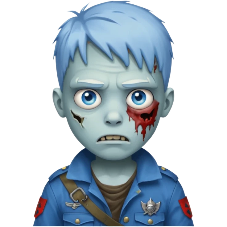 boy zombie with soldier clothes and blue eyes emoji