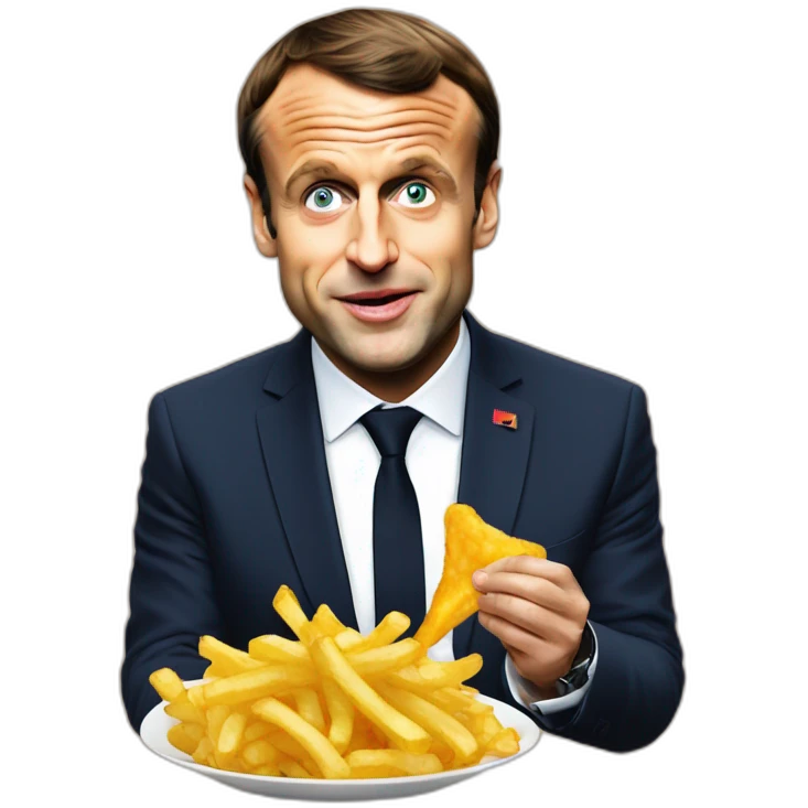 Emmanuel macron qui mange des frites emoji
