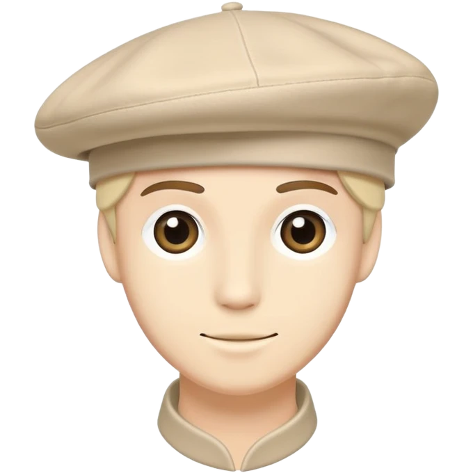 Beige Kangol beret style hat, light cream color, flat cap design emoji