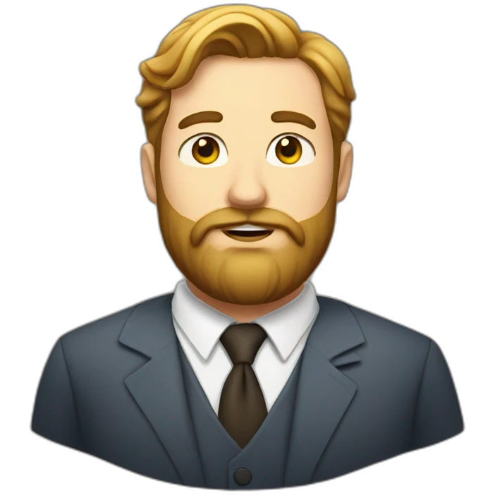 Beard fat man and a white collar emoji