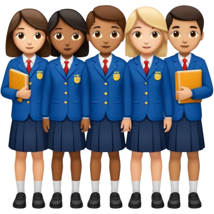 Display a complete set of women's school uniforms emoji