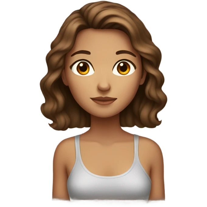 Tan brown haired girl with brown eyes emoji