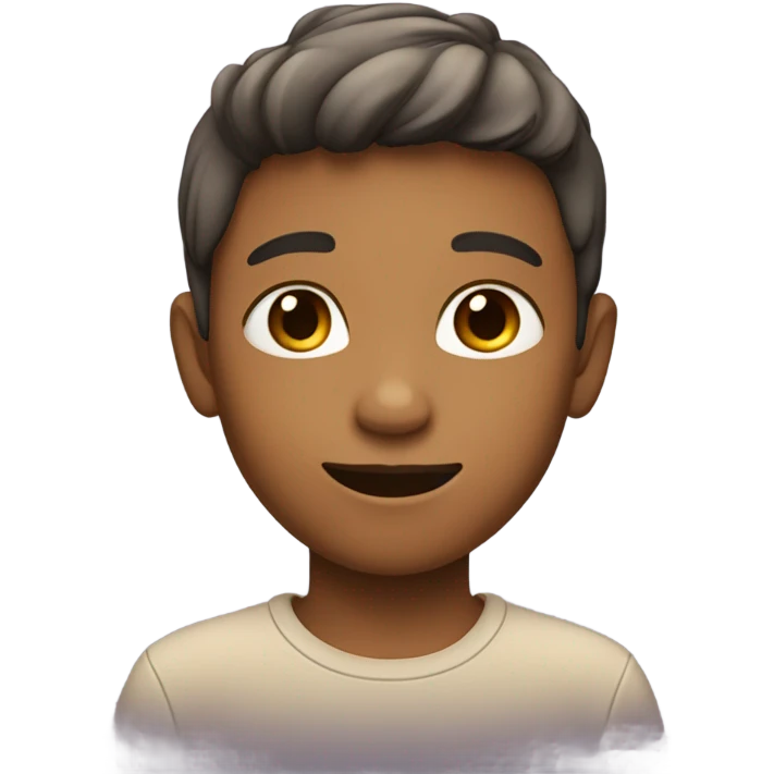 Boy is standing and change his skin tone emoji