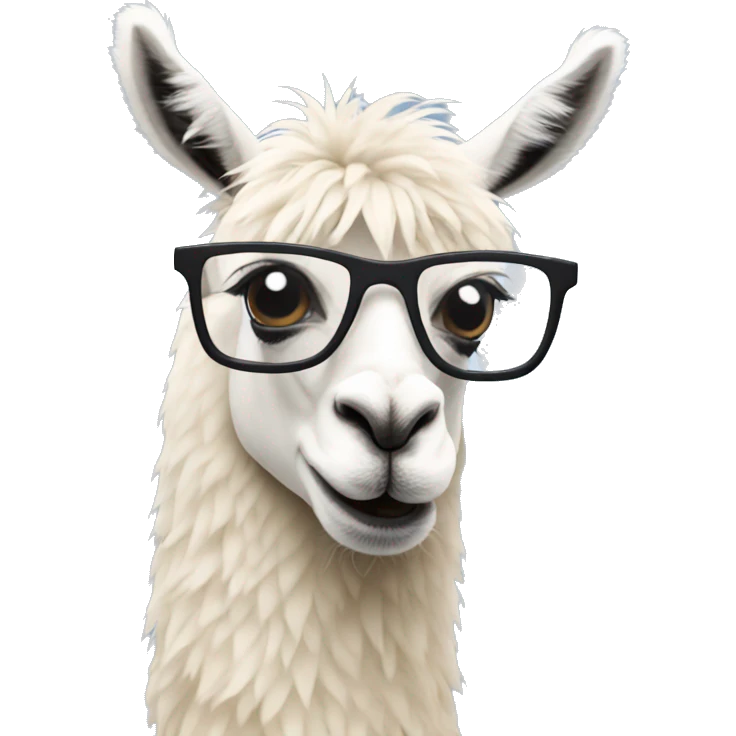 una llama con lentes emoji