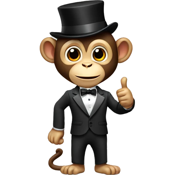 A monkey showing thumbs up in a tuxedo with a hat emoji