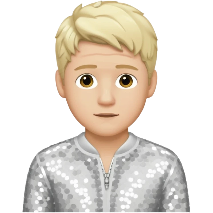 Niall Horan from One Direction with light skin, blonde hair, white sequin outfit emoji