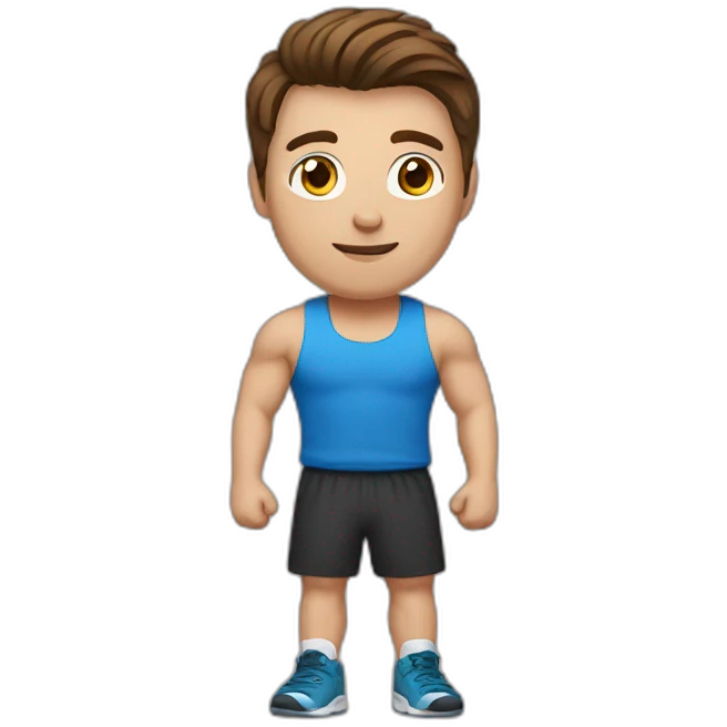 Brown haired guy, who is engaged in a gym emoji