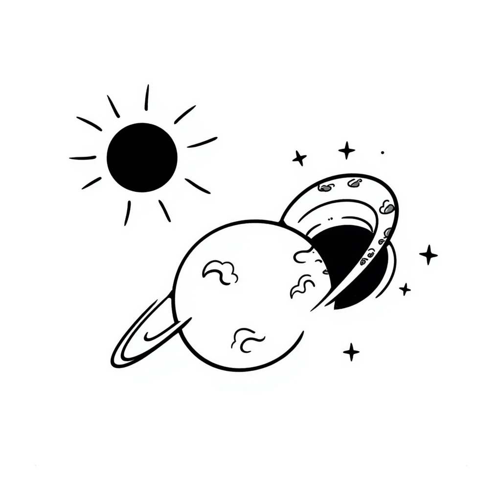 planet Mercury, hand drawn doodle style emoji