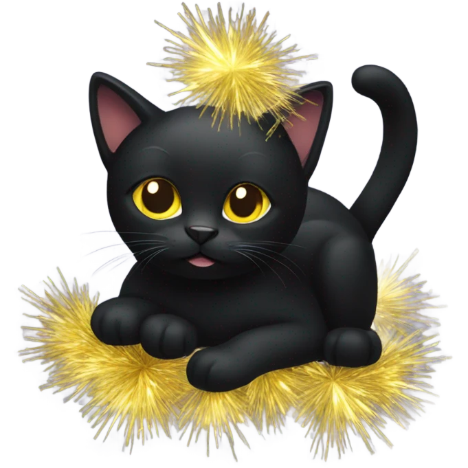 Black Cat wearing tinsel emoji