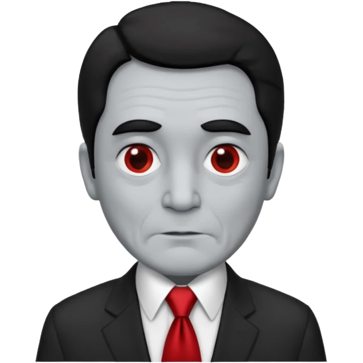 old man lawyer  yeras wear black suti with red tie, with black hear emoji