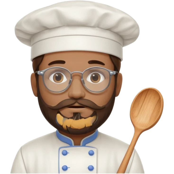 Foggy glasses Pastry chef whith long brown hair and beard emoji