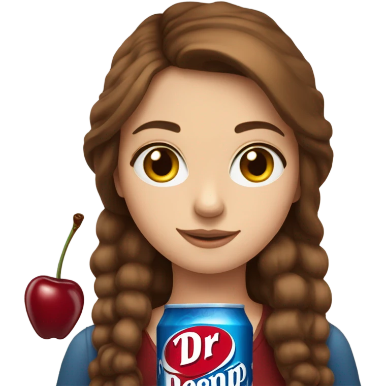 Drinking dr pepper cherry flavoured Brown hair girl blue eyes emoji