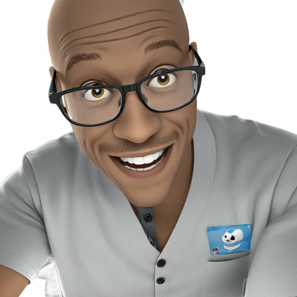 smiling bald man with glasses emoji