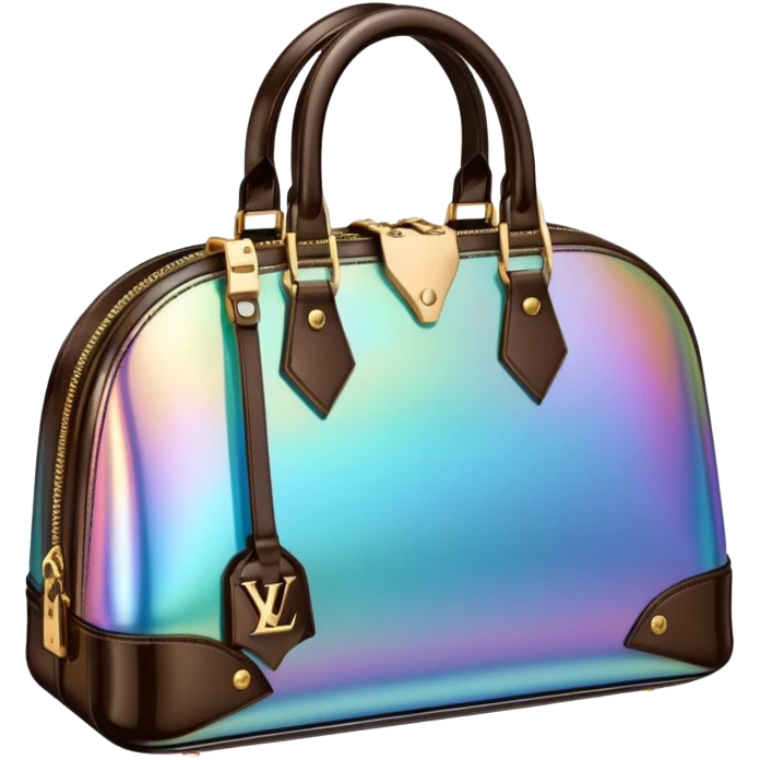 Isolated, rendering, detailed Louis Vuitton bag in futuristic style and colors emoji