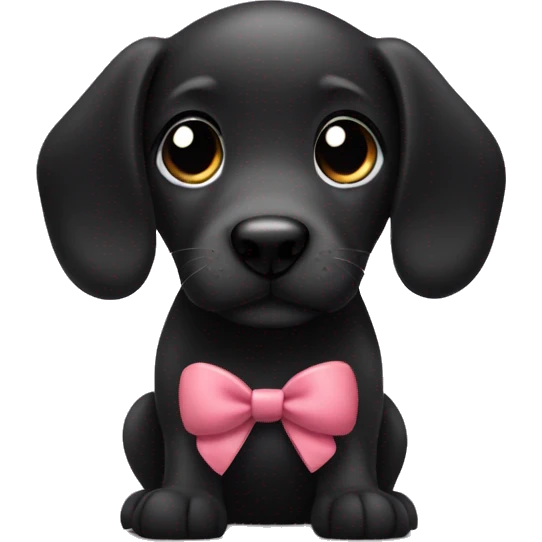 black sausage puppy with bow emoji