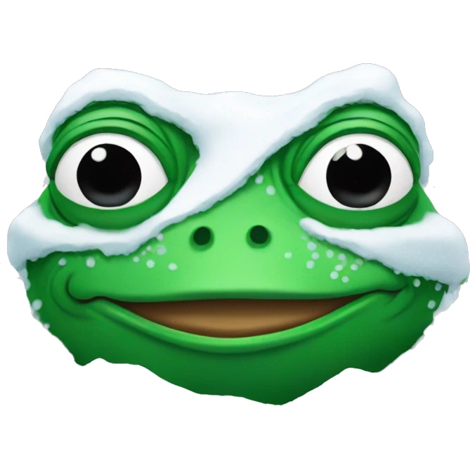 pepe the frog covered in snow emoji
