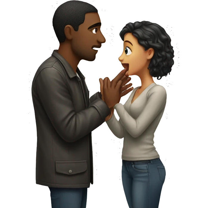 Guy saying no to kiss from girl  emoji