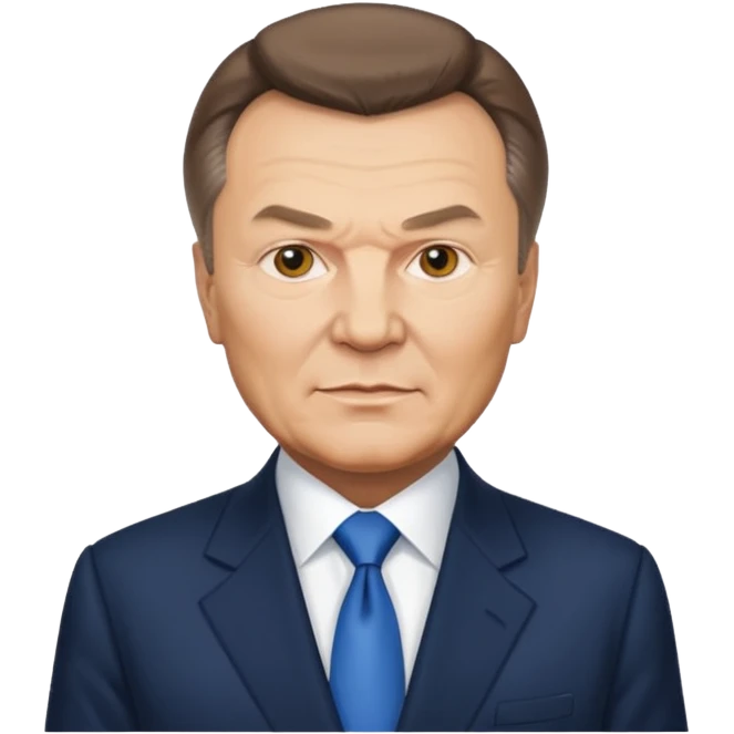 emoji-style close-up of Viktor Yanukovych, Ukrainian ex-president, with a formal look and distinctive face, iPhone emoji style emoji
