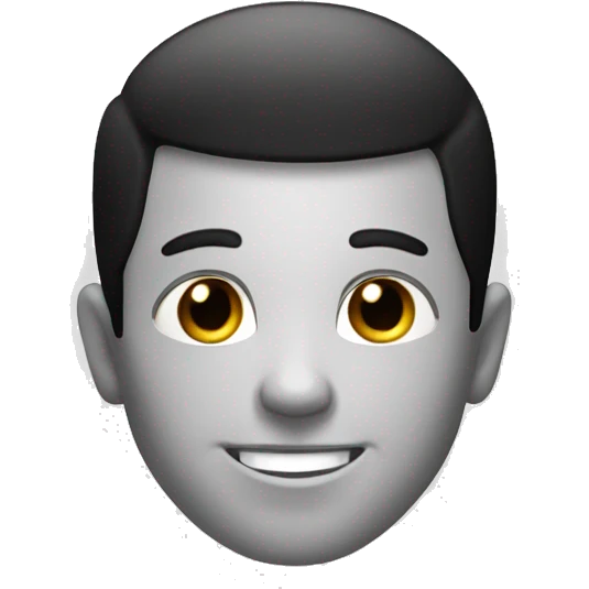 a normal smile with no hairs no ears dotted eyes face in black color emoji