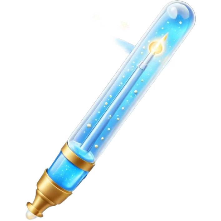 Slim blue Differin Gel tube with white cap and golden glow around the “GEL” label. Floating in a soft blue aura with tiny glowing stars and clear orbs spiraling upward. Emits a focused beam of clarity magic, like a blemish-banishing spell sealed in a sleek, futuristic wand. emoji