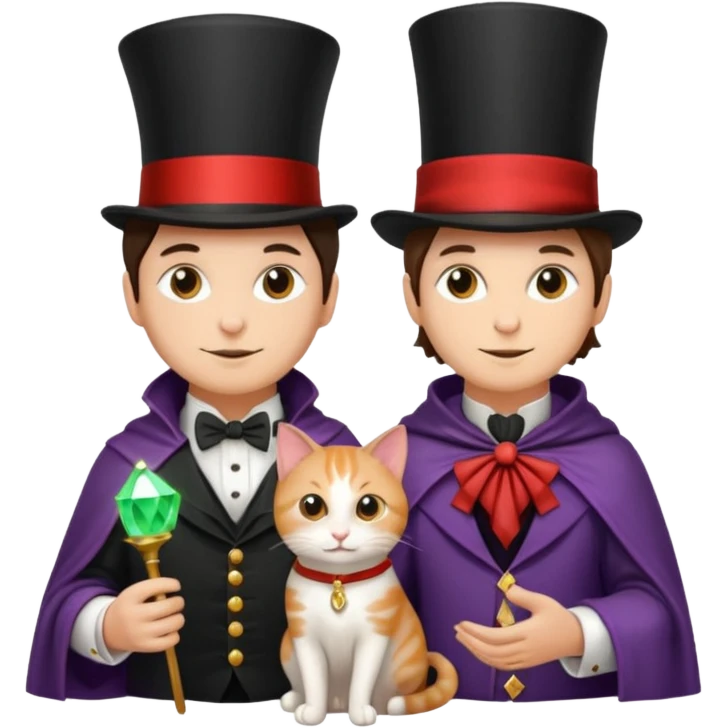 magician couple and their pet cat emoji