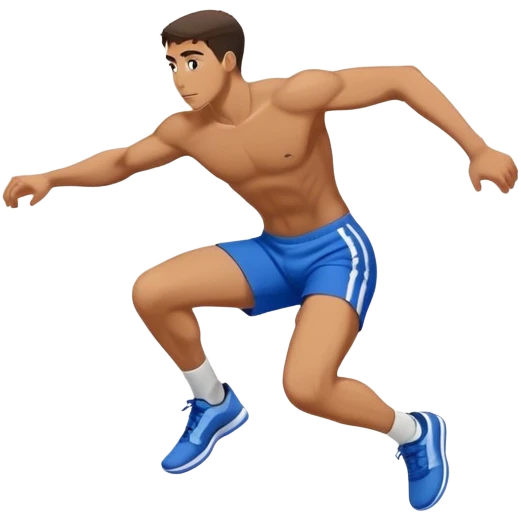 man in blue shorts box-jump exercise side-view emoji