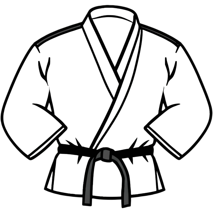 Folded martial arts uniform with belt emoji