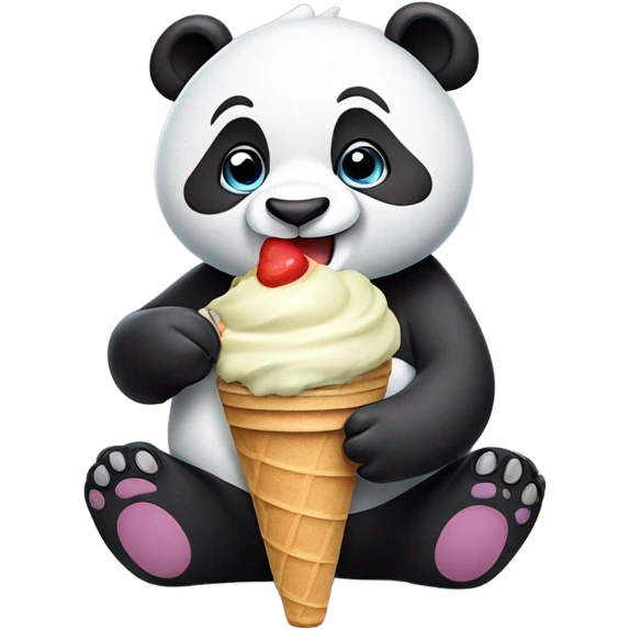 Panda eating ice cream emoji