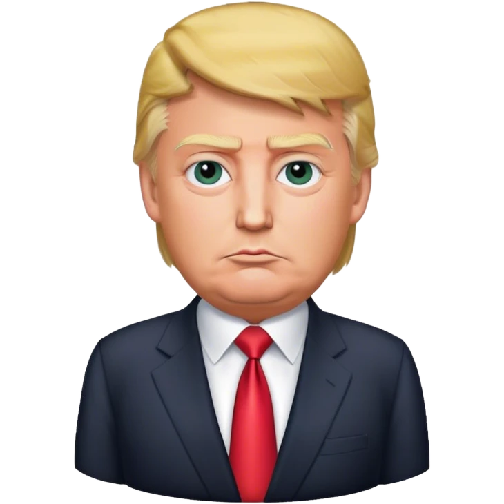 Photorealistic Donald Trump stands in a suit emoji