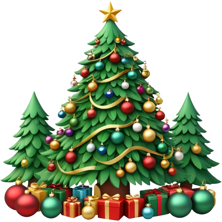 generate realistic detailed Christmas tree in 3d style emoji