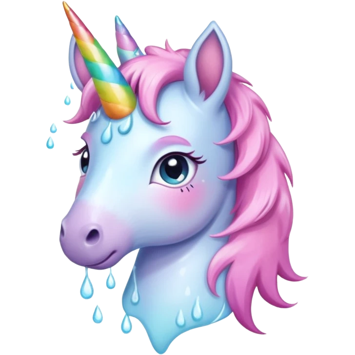 Funny preppy unicorn with bow crying emoji