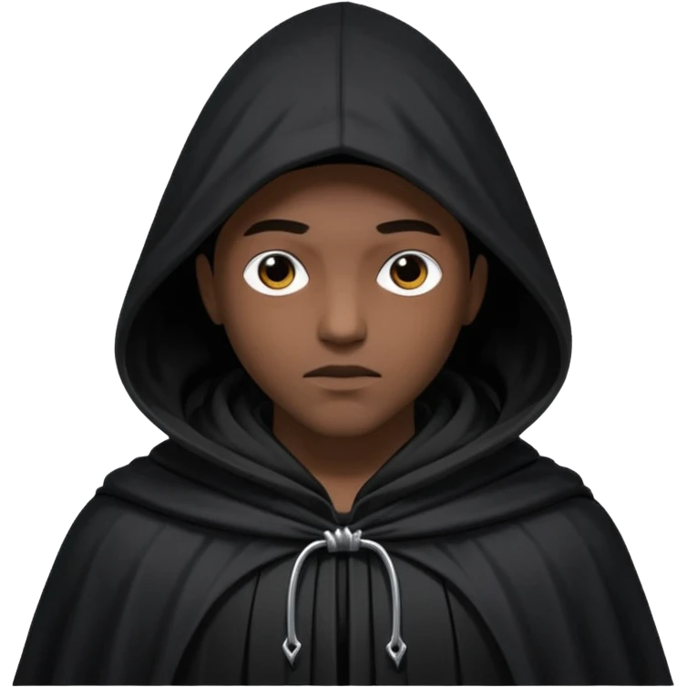 A dark shadowy figure wearing a hooded cloak emoji