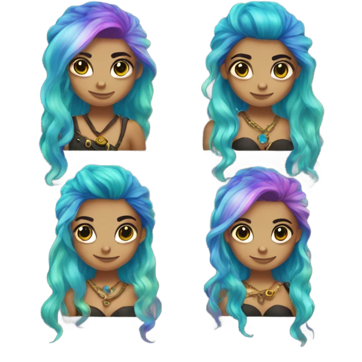 rainbow hair mermaid black eyed pirate emoji