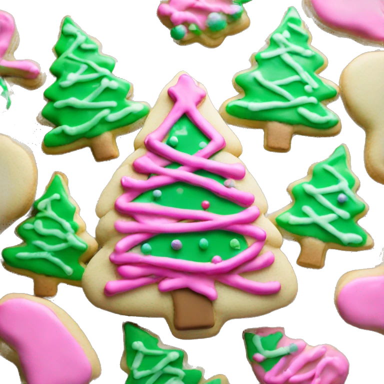  Christmas tree sugar cookie with pink frosting  emoji
