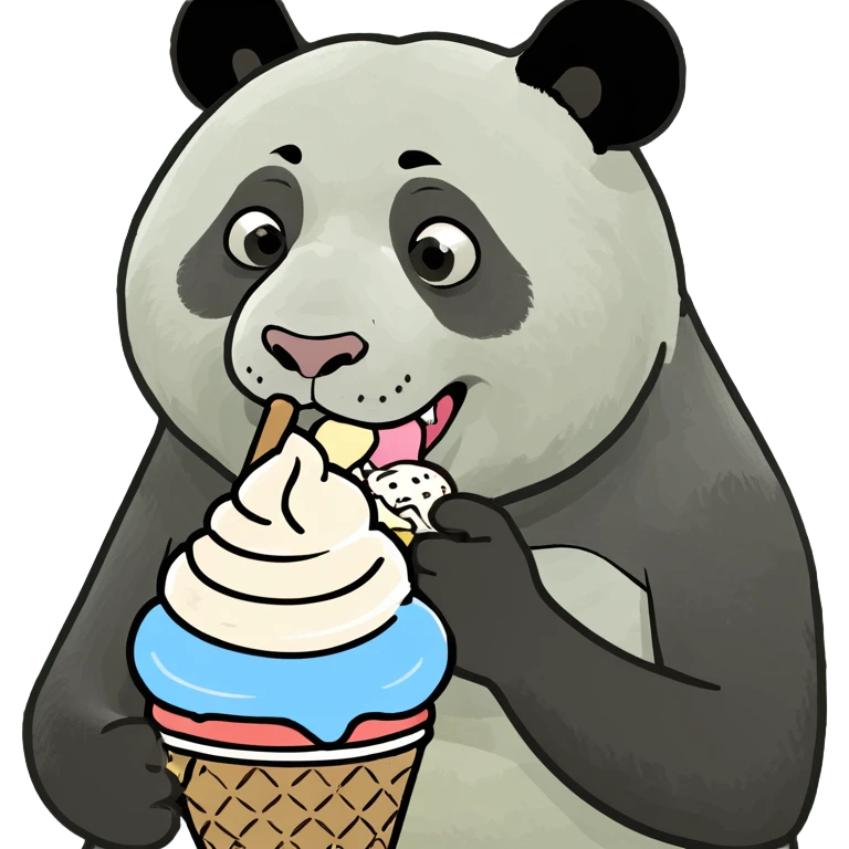 Panda eating ice cream emoji