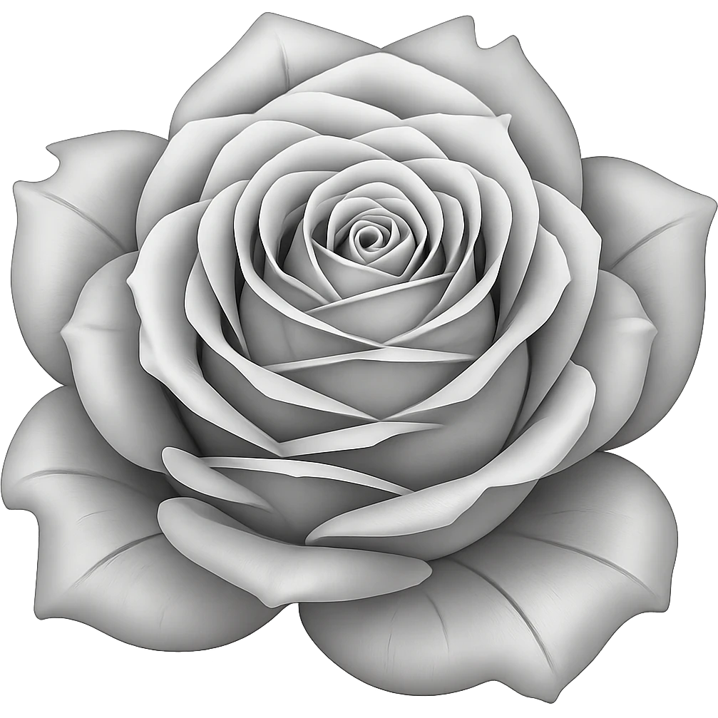 Make the frozen rose look silver in the style of emoji, with no background. emoji