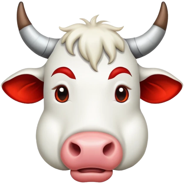 a dirty white cow with red horns emoji