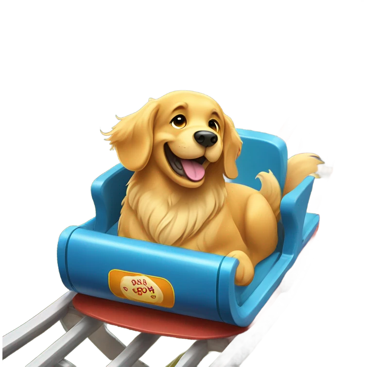 Golden retriever on a roller coaster emoji