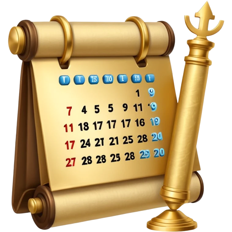 calendar icon with small clock and torah scroll emoji