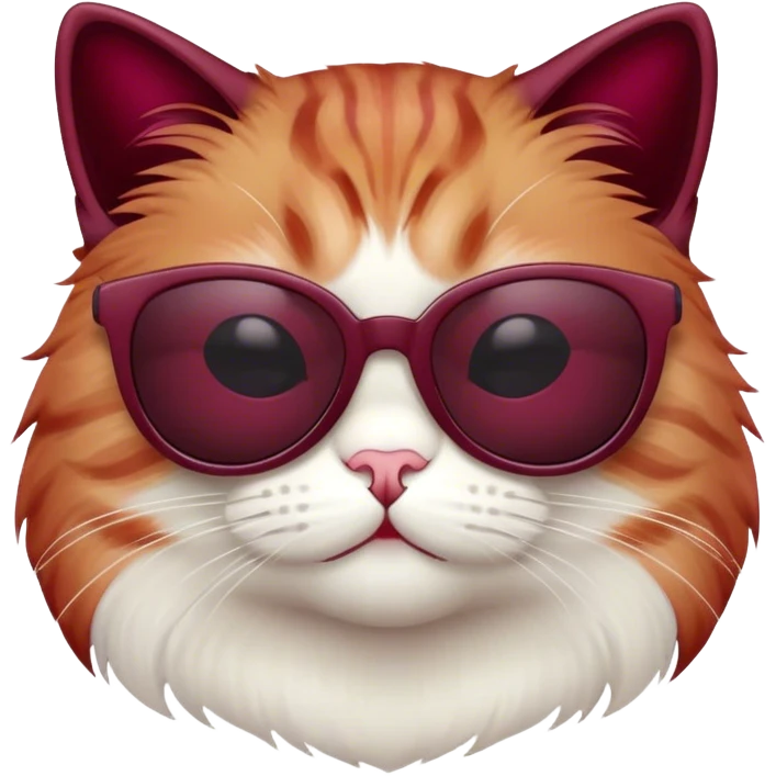Cat with sunglasses in burgundy color emoji