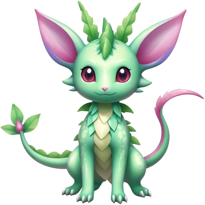 Shiny Exotic Cute Adorable Majestic Ethereal Sparkly Flygon-Espeon-Meganium-Shaymin-Hybrid-Creature with pattern-markings emoji