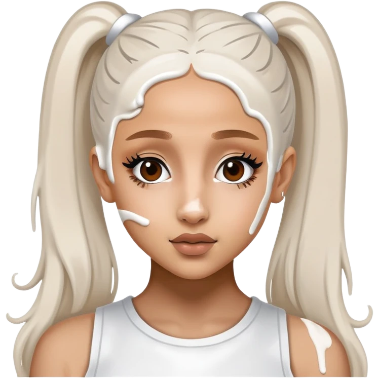 ariana grande with white paint all over face emoji